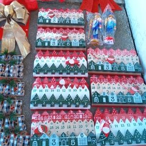 Christmas ornaments, decor, and crafting items.